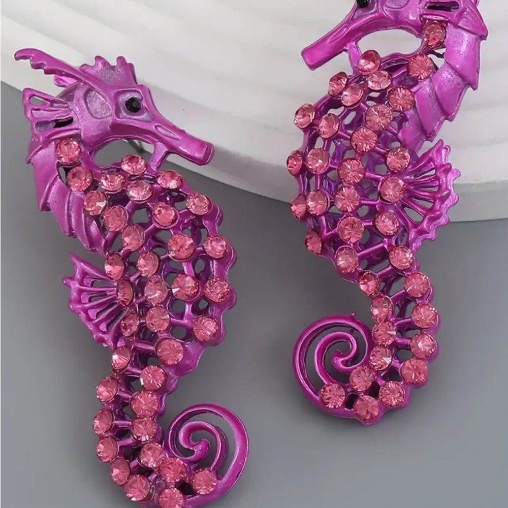 Purple Seahorse Earrings